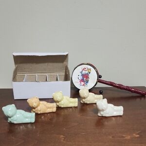 Set Of 5 Colorful Chopstick Holders And Hand Drum